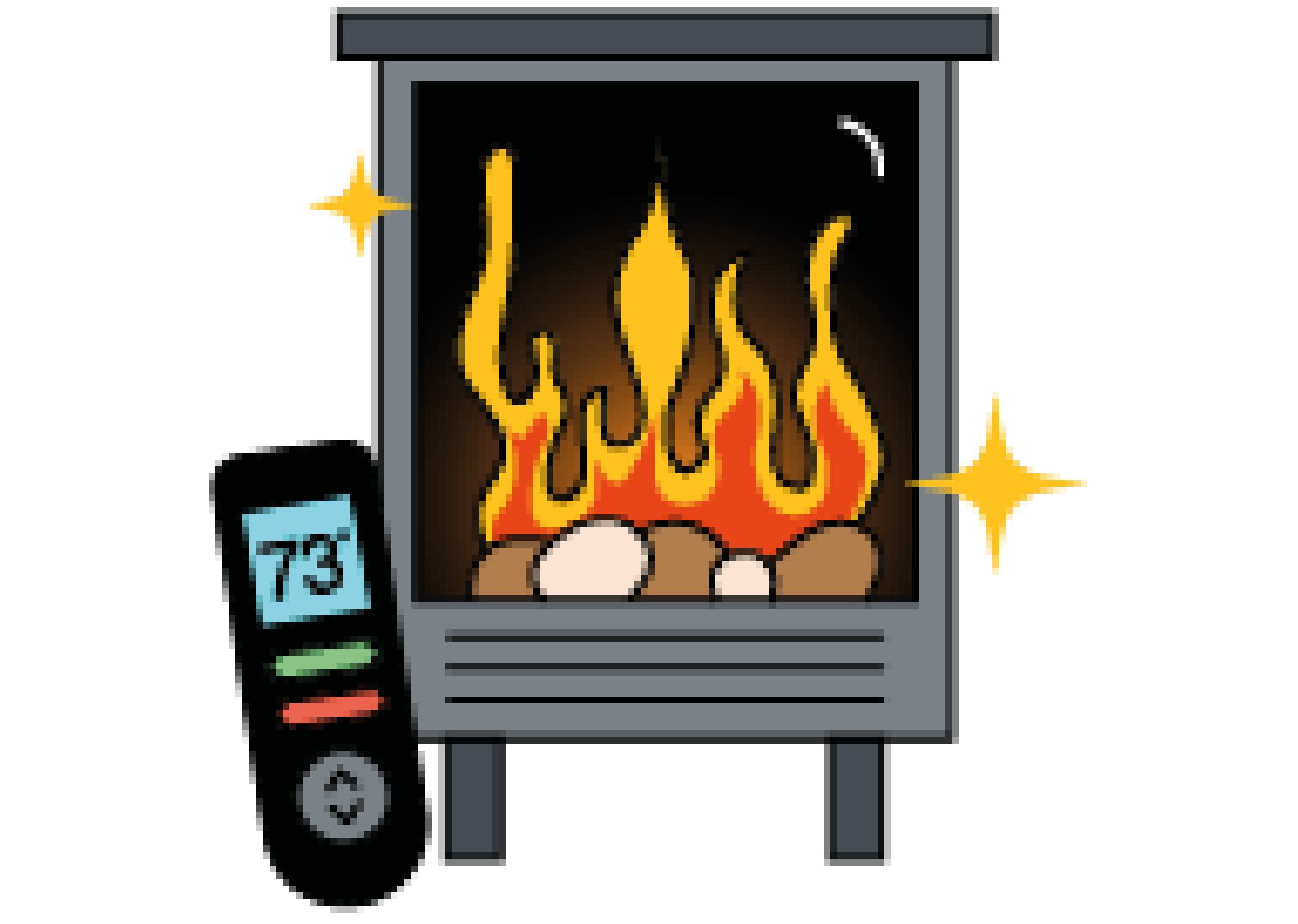 Illustration of a natural gas fireplace