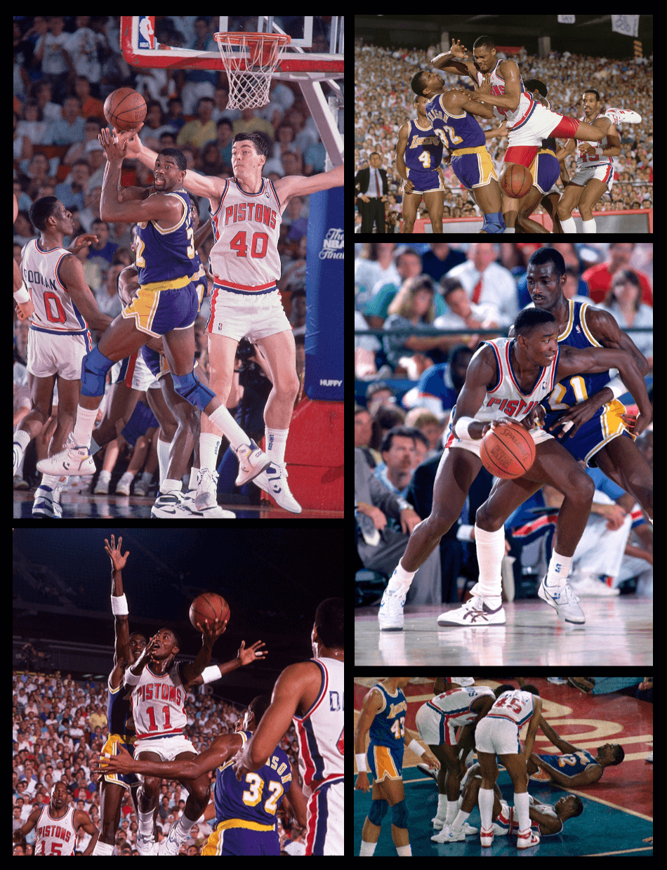Photo grid showing various highlights from the 1987-88 NBA season