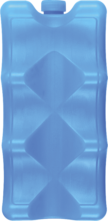 Photo of a blue plastic cold pack