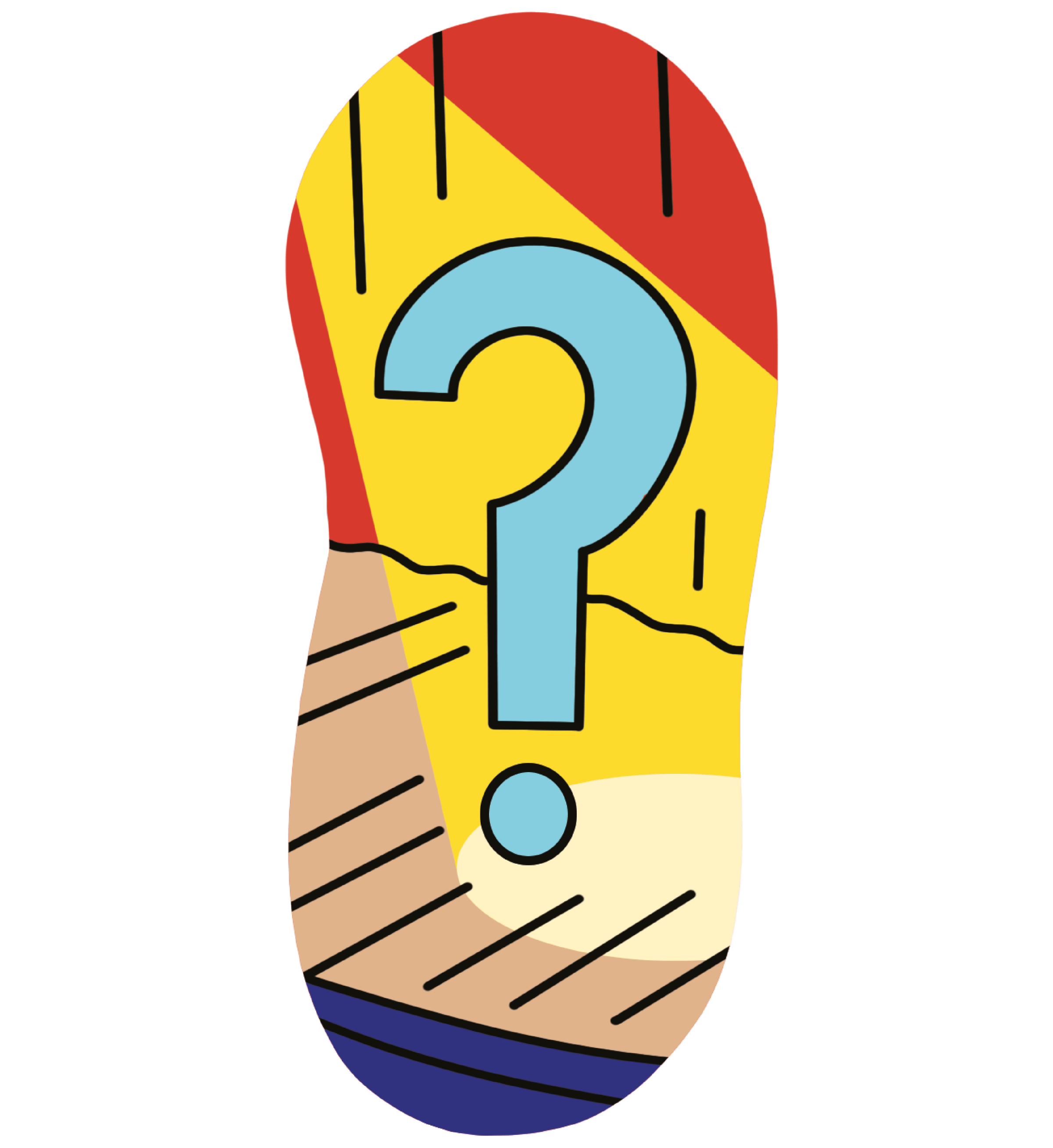 Illustration of a question mark on a stage