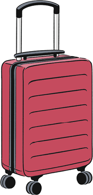 Illustration of a red roller bag