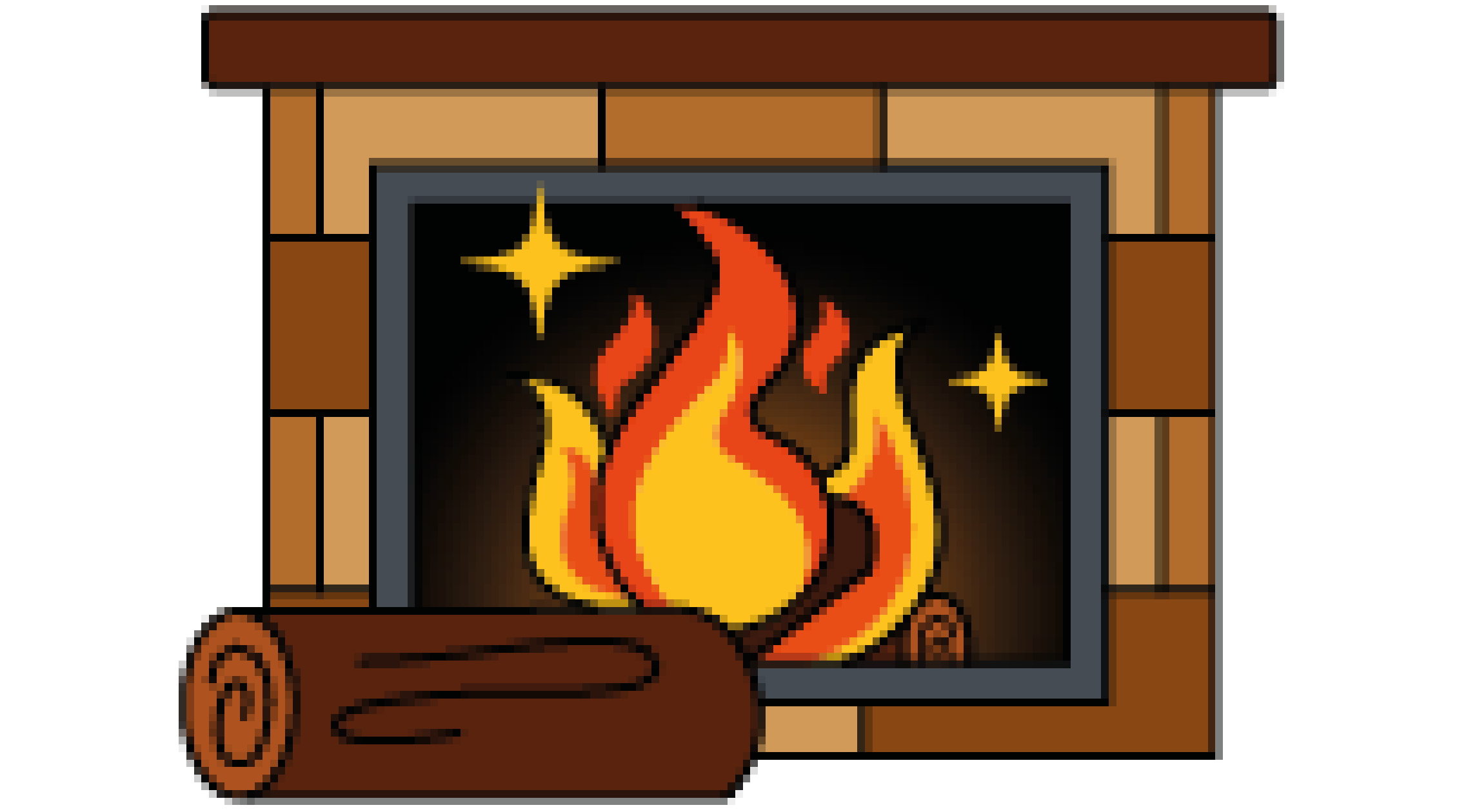 Illustration of a wood burning fireplace