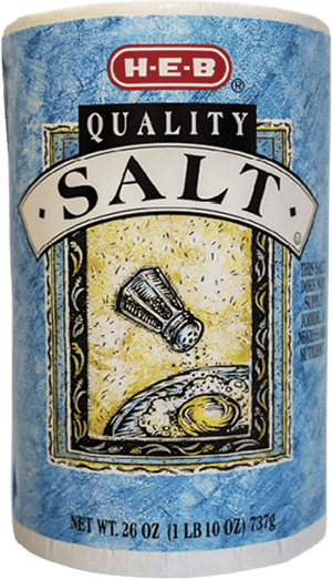 Photo of a carton of H-E-B salt