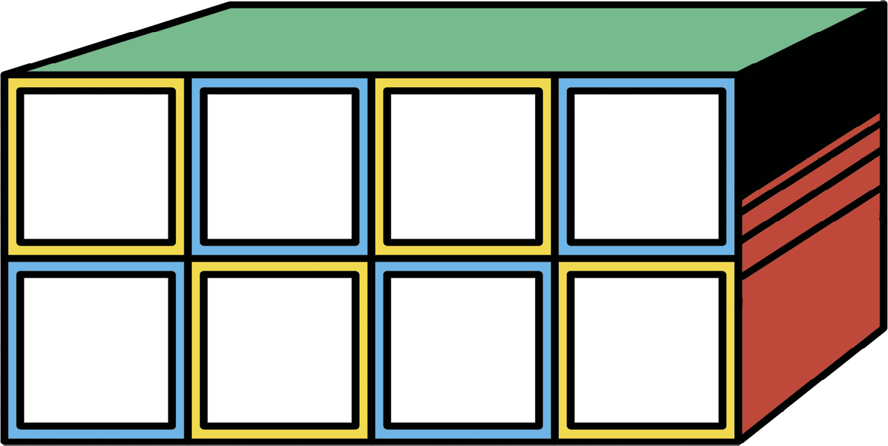 Illustration of eight stacked boxes