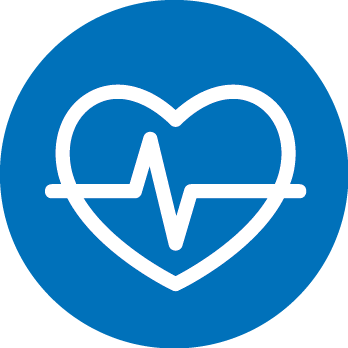 Blue icon of a heart