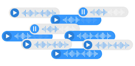 Photo illustration of sent and received voice memo messages overlapping each other