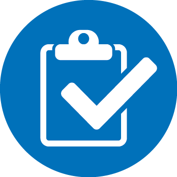 Blue icon of a checklist