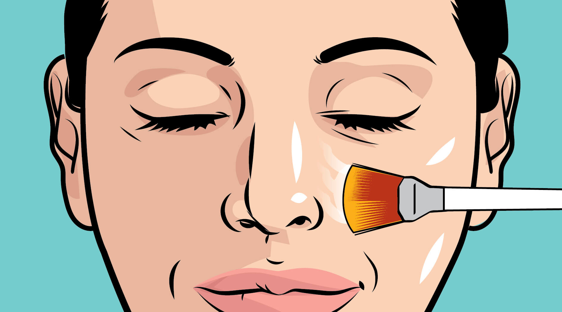 Illustration of a woman's face getting a chemical peel