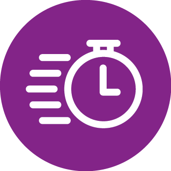 Purple icon of a stopwatch