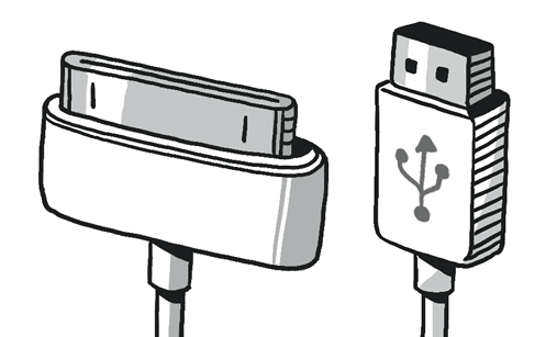 Illustration of Apple 30-pin connector