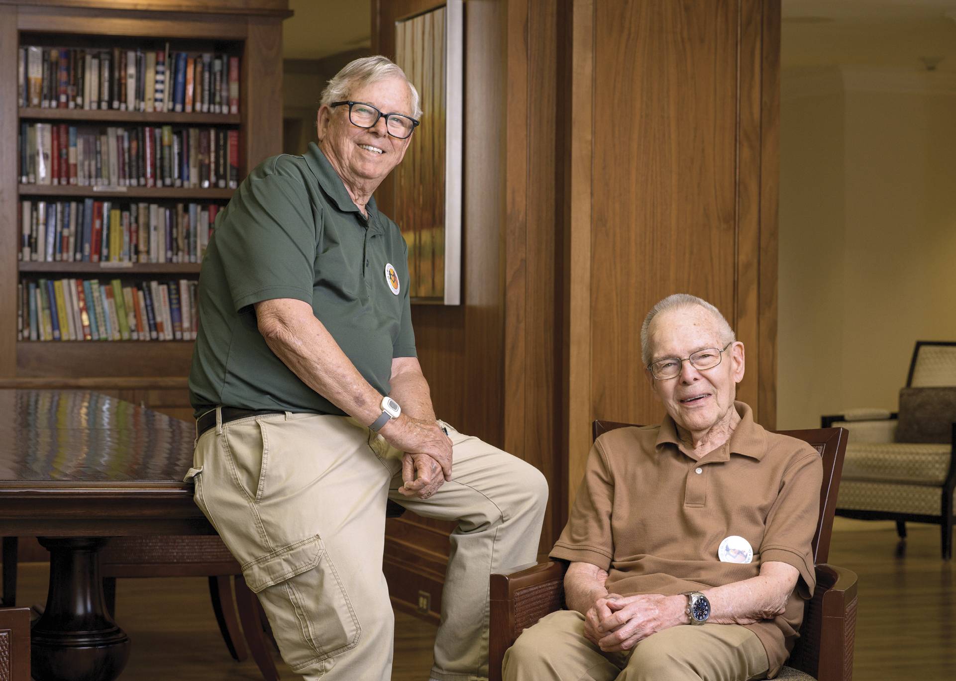 Image of Hal German and Spence Limbocker sitting in front of a bookshelf