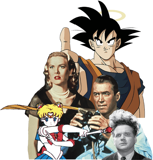Photo Collage of main character from cartoons, anime, and popular old movies