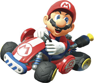 Mario riding his car