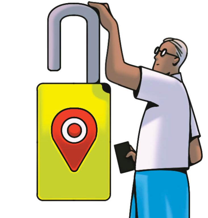Illustration of a man closing a giant lock