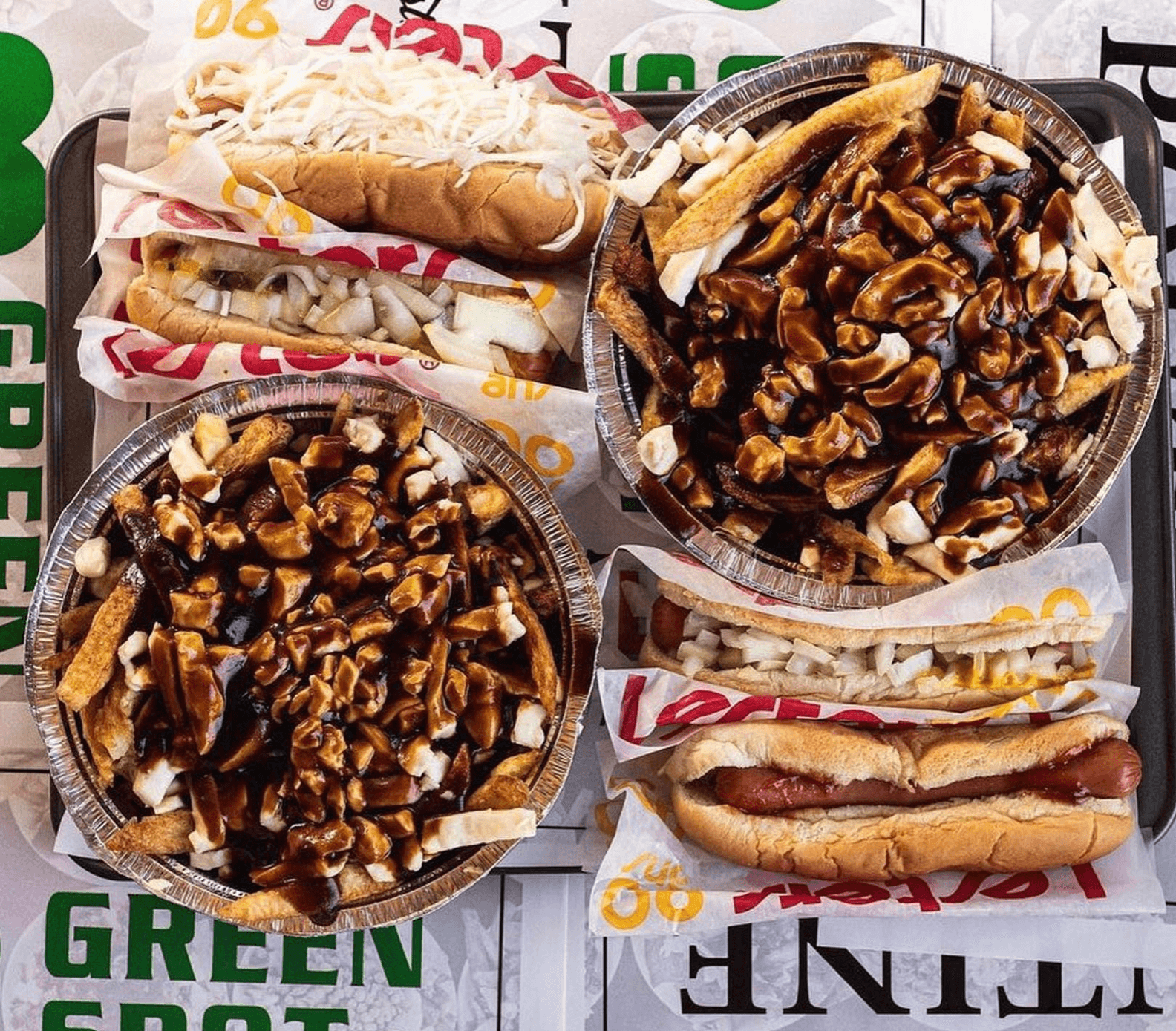 Photo of hot dogs and poutine from Greenspot in Montreal