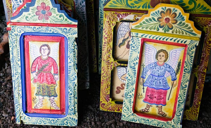 Portratos de ángeles pintados a mano en madera