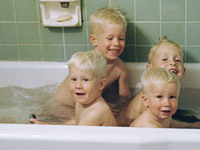 Four boys in bathtub - Jeffery Kluger author of The Sibling Effect - sibling birth order