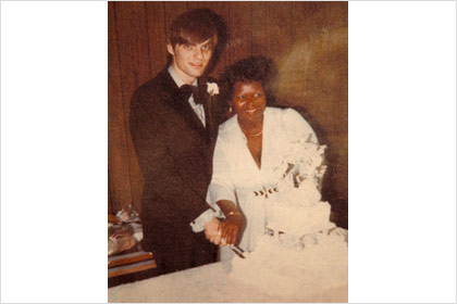 Steve and Denise Beumer at their wedding 35 years ago.