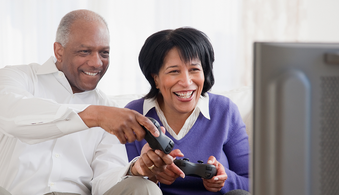 Mature couple, playing video game, Television, Video, AARP Research, Technology