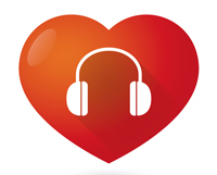 Heart icon with an earphones