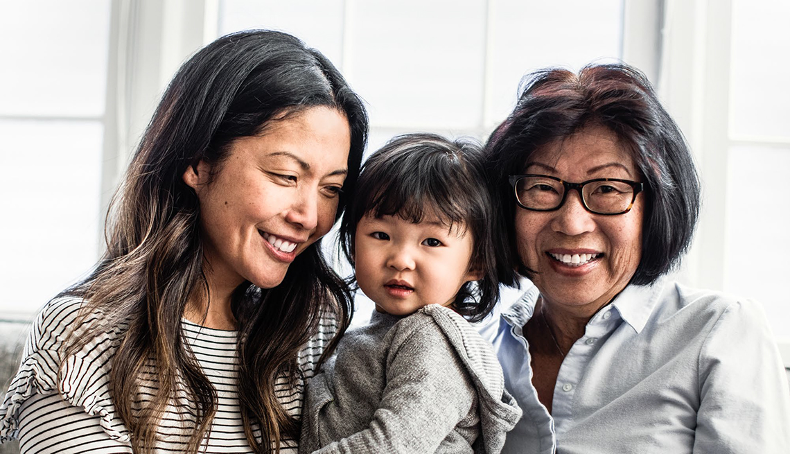 Asian Mom, Grandmother, and Grandchild