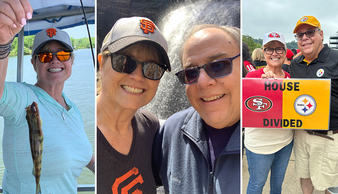 Kathy Wheeler en algunas imágenes: pescando, con su marido al aire libre y en un partido de fútbol