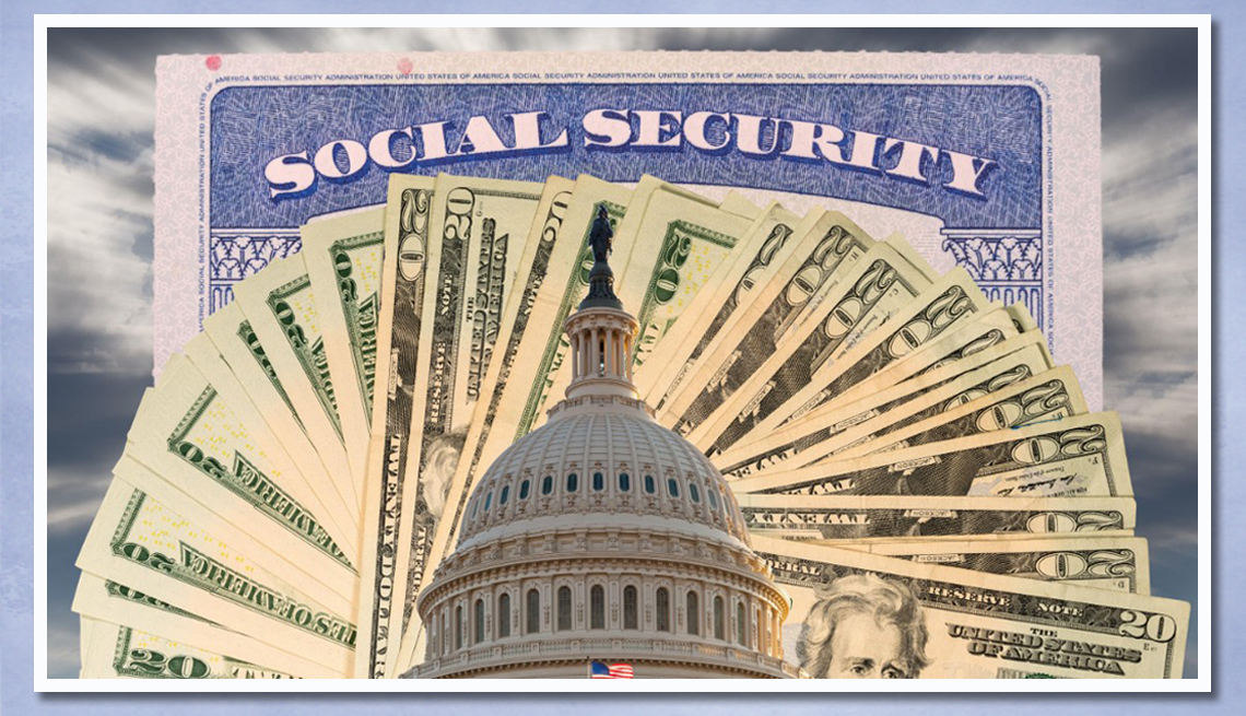 item 4 of Gallery image - Imagen del Capitolio de Estados Unidos sobre billetes de 20 dólares y una tarjeta del Seguro Social.