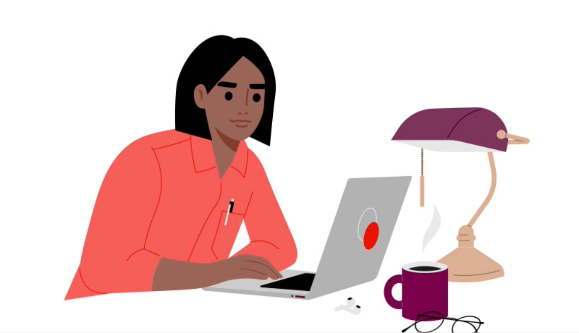 Woman working on her computer