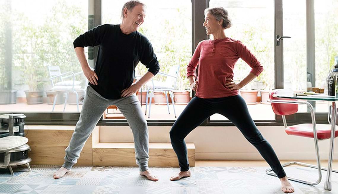Man and woman exercising