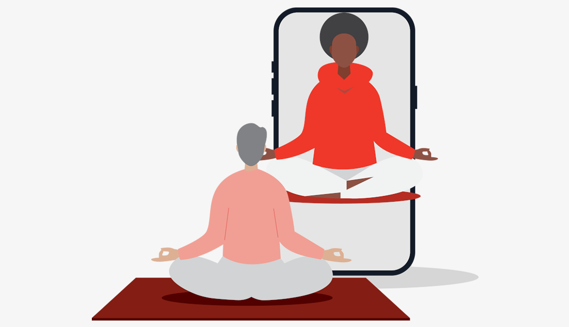 virtual yoga on phone