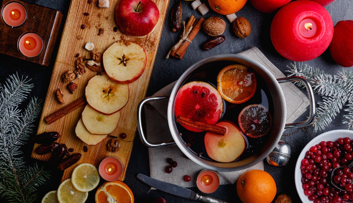 Potpourri simmering in a pot