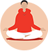 illustrated icon of a person in a seated yoga pose