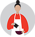 illustrated icon of a woman mixing food
