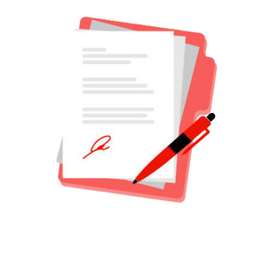 Illustration of documents with a signature