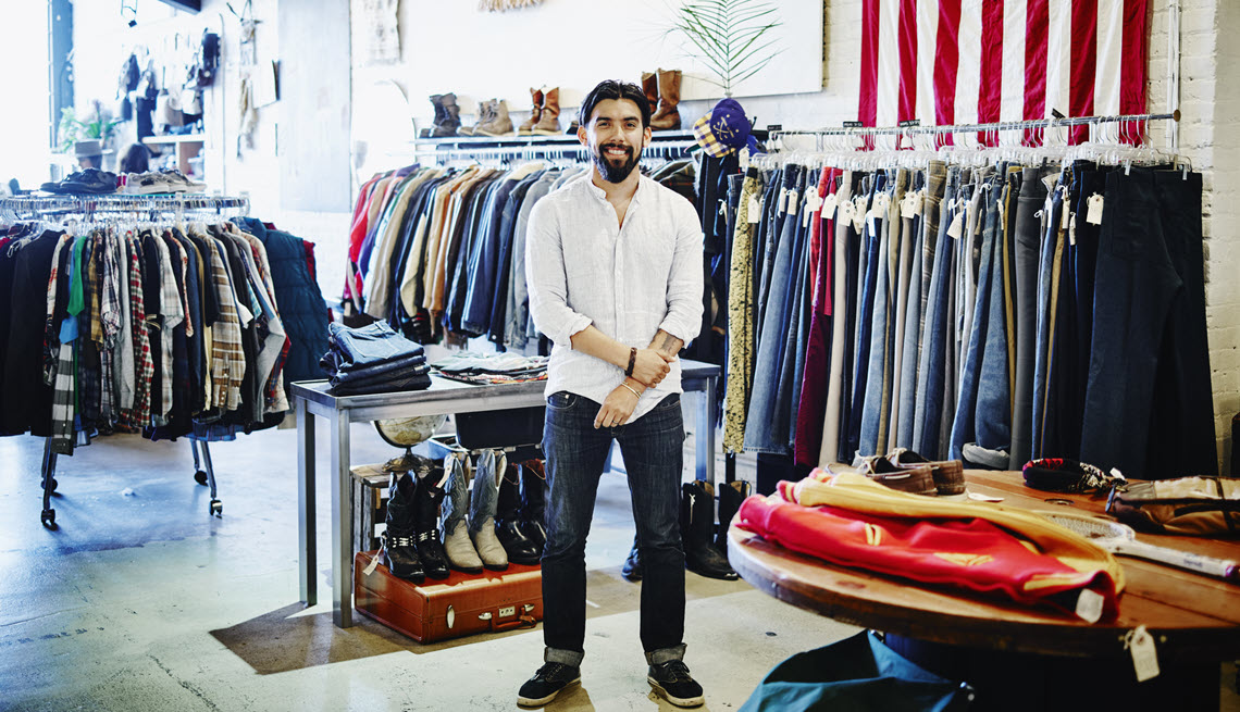Man standing in a retail store
