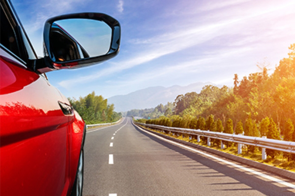 Red Car on Highway