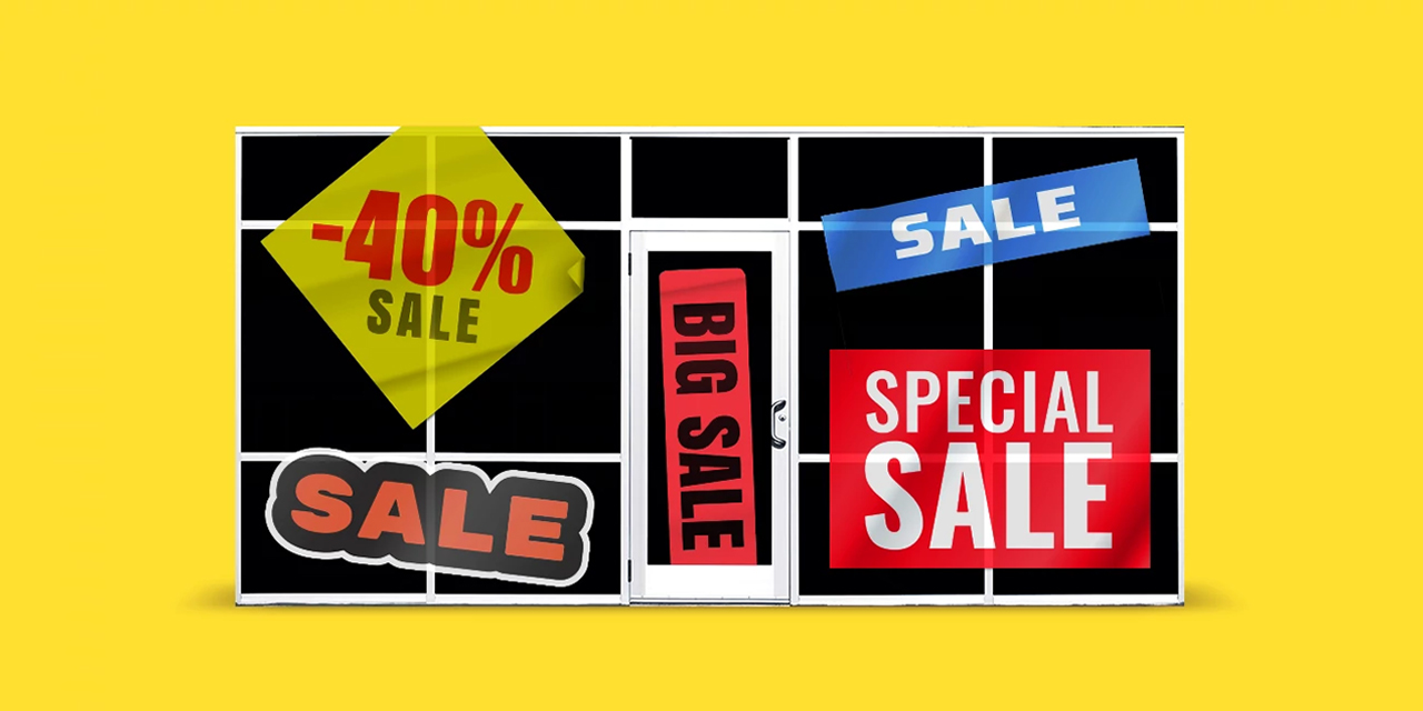 Various sale signs.