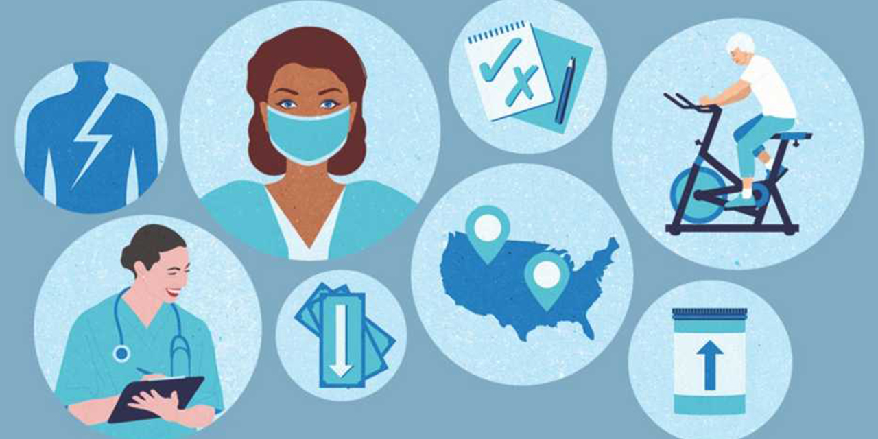 Collage of health-related imagery.