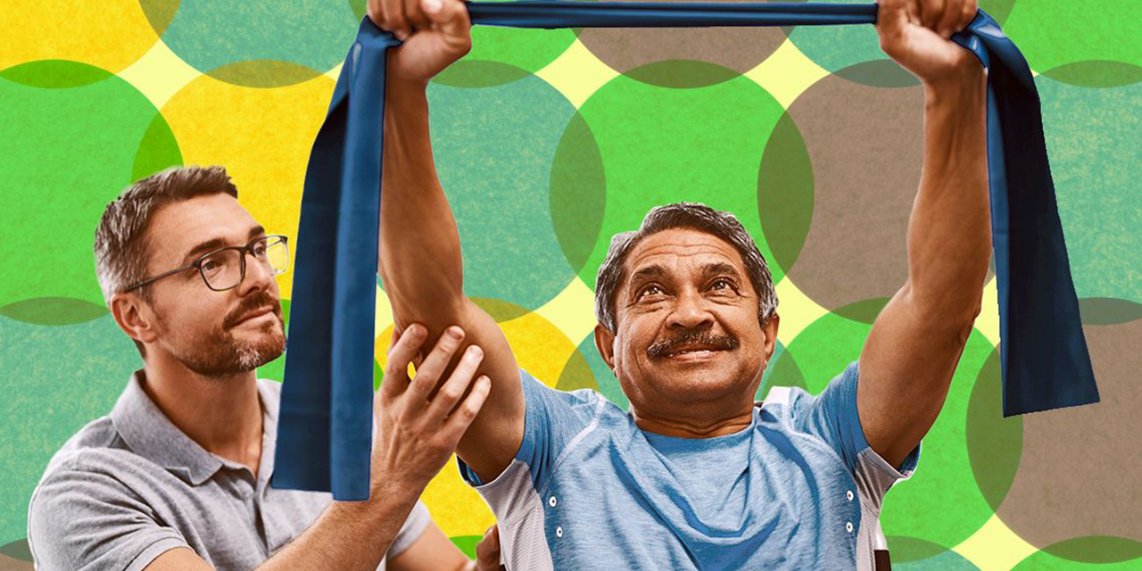 Person exercising with a trainer.