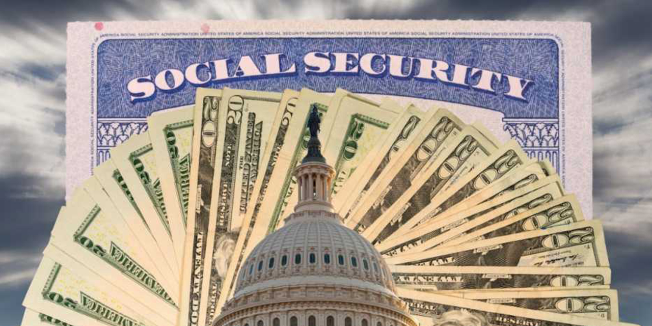 Social Security card appearing behind the Capitol building.