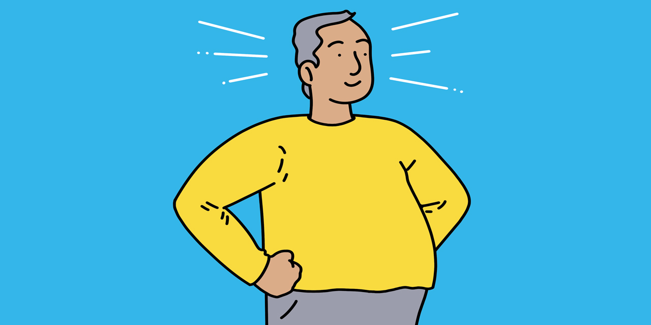 An illustration of a person with belly fat.
