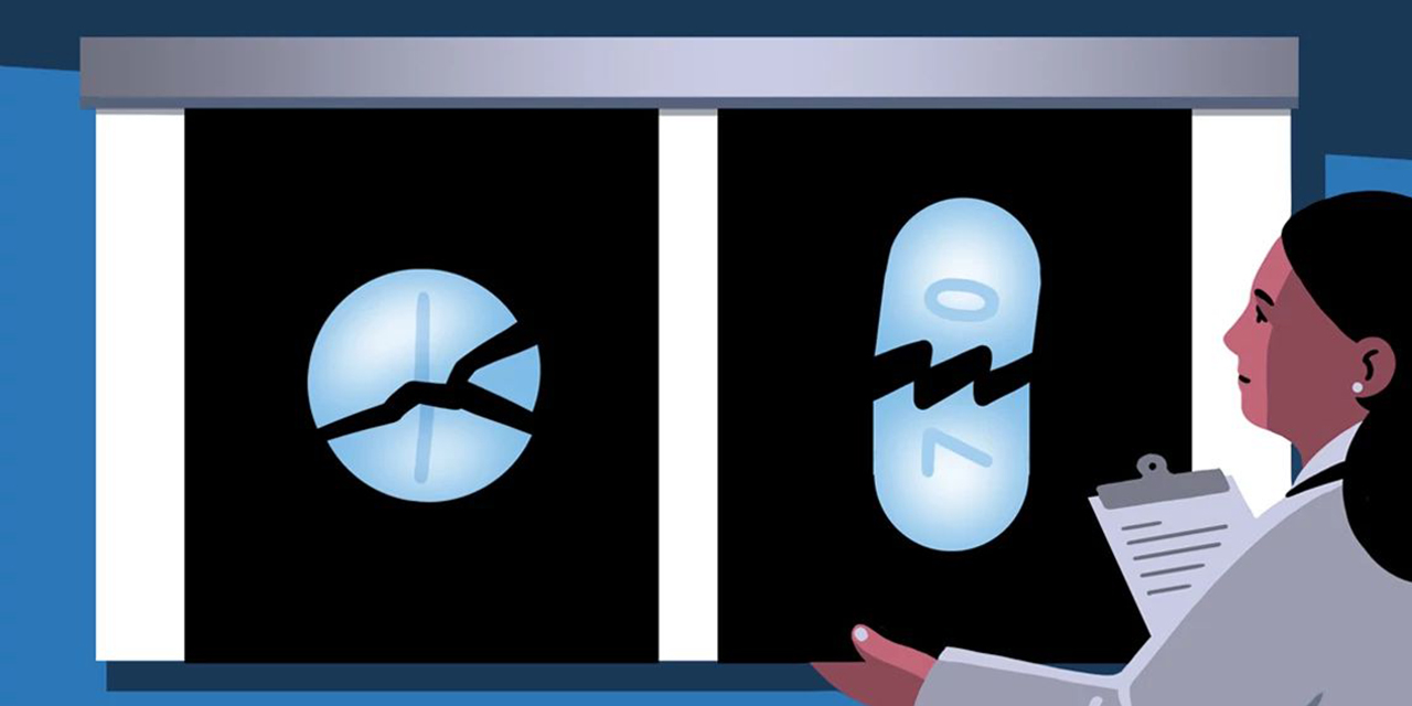 Illustration of X-rayed pills.