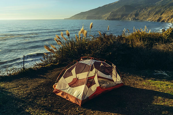 Tent overlooking ocean in Big Sur, California