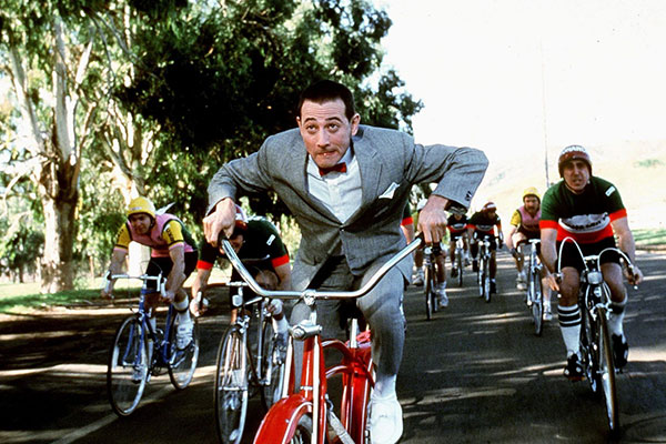 Paul Reubens rides a bike in "Pee-Wee's Big Adventure"
