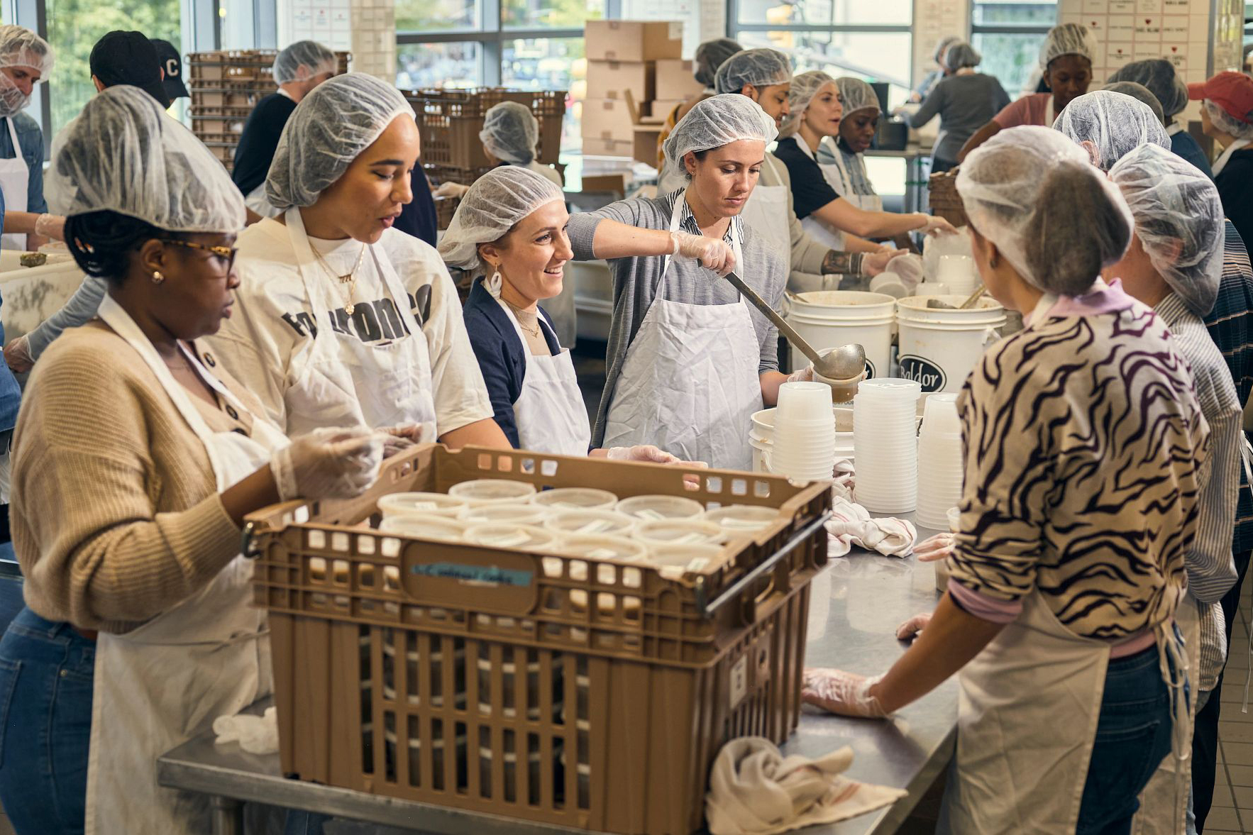 group of women preparing food