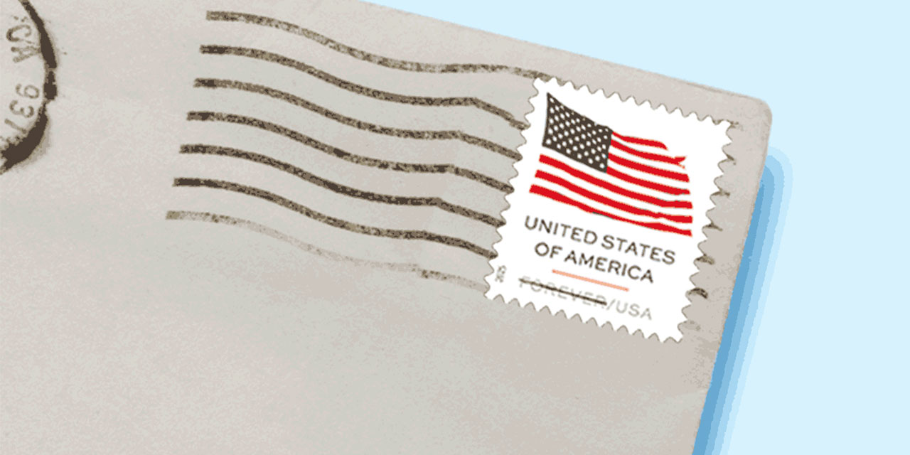 Letter with a forever stamp. 