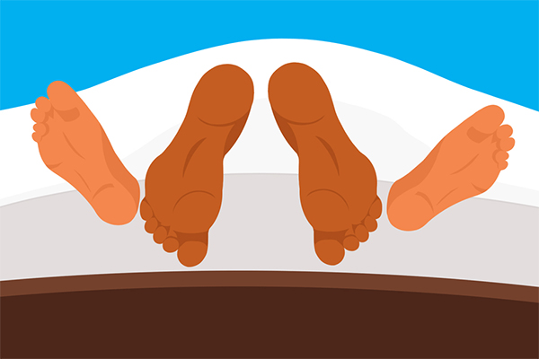 illustrated feet in bed