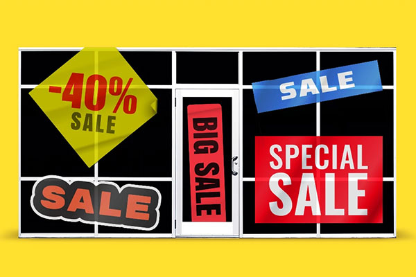 illustrated sales advertisement collage
