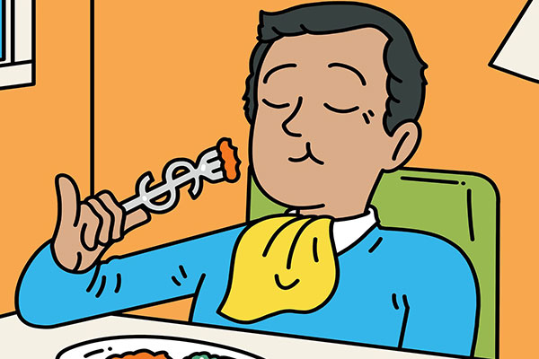 man eating 