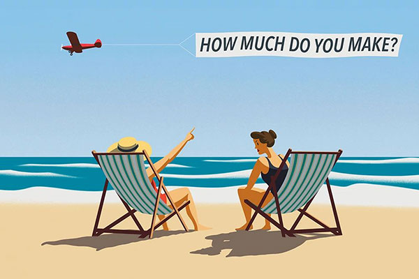 illustration of friends on beach